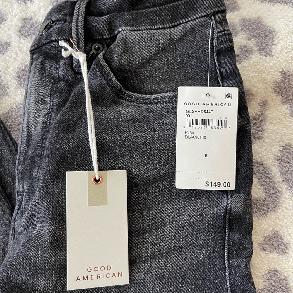 Good American good leg black skinny jeans